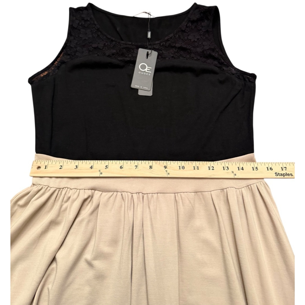 NWT Women's Ouges Black Beige Lace Sleeveless Min… - image 13